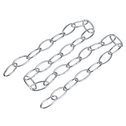 Image of MECCANIXITY Pendant Light Fixture Chain, 3.2mm Thick 1m Long Chandelier Hanging Links, Iron Electroplated Silver Tone, Pack of 2