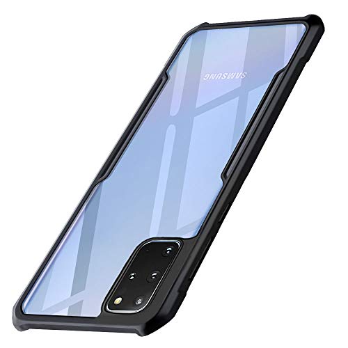 Image of WOW IMAGINE Shock Proof Clear Back Case Mobile Cover for Samsung Galaxy S20 Plus (Hard | Hybrid PC + TPU | Full Armour Device & Camera Protection | Black)