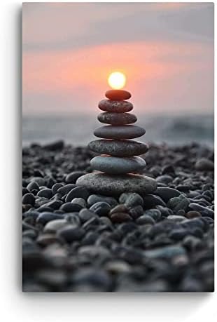 Glass Wall Art Startonight Acrylic Decor Zen Stones and Sun, Artwork 24" x 36"