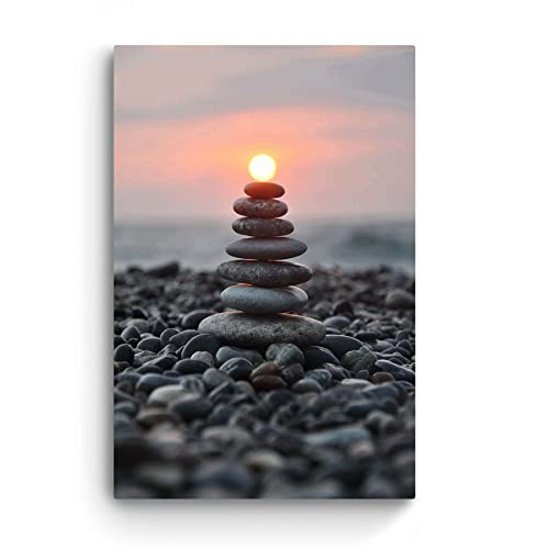 Glass Wall Art Startonight Acrylic Decor Zen Stones And Sun, Artwork 24" X 36" #TOP3