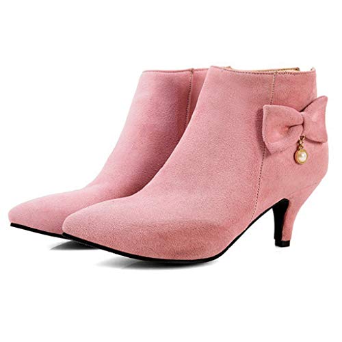 Women's Pointed Toe Dressy Ankle Booties Fashion Bow Kitten Low Heel Comfort Elegant Short Boots2