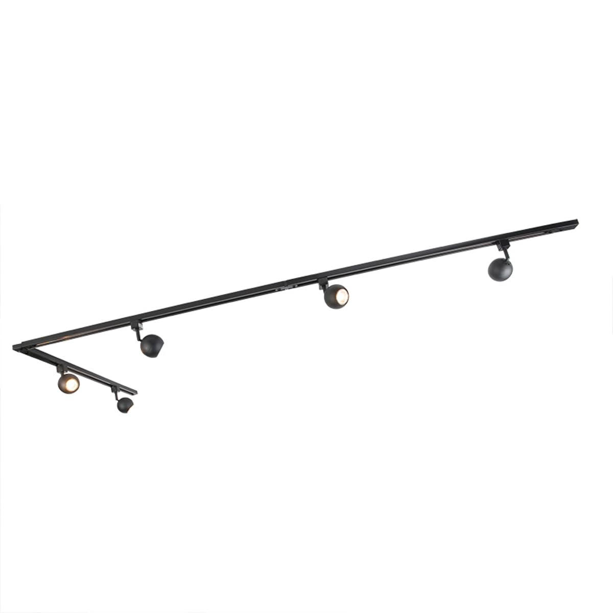 Qazqa gissi - Système de rail spot luminaire plafond, plafonnier compatible pour led - 5 lumière - L 286 cm - Noir - Moderne - éclairage intérieur - Salon I Chambre I Cuisine I Salle à manger