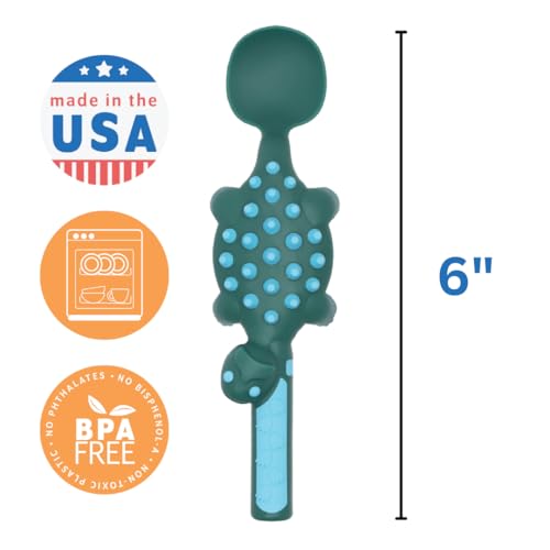 Constructive Eating Plate and Utensils Set - USA-Made Toddler Dinnerware with Divided Plates (Dinosaur) - Thumbnail 6