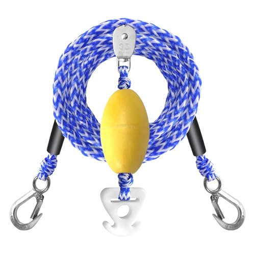 Corda da traino per barche – Corda da traino robusta | 4,8 m nastro con galleggiante e doppio gancio ideale per vela, sport acquatici, salvataggio, trasporto in barca, gite in fiume e attività