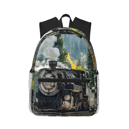 Sac à dos d'école train à vapeur classique imperméable et décontracté pour l'université