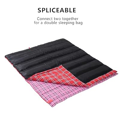 BISINNA Cotton Flannel Sleeping Bag for Adults Backpacking Camping Sleeping Bag 3 Season Envelope Sleeping Bags for Hiking