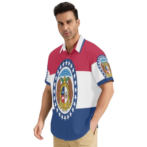 Chemises manches courtes homme tissu doux premium drapeau Missouri S