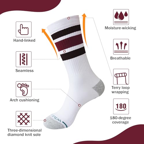 Wildarms Basketball Socks for Men Cushioned Athletic Crew Socks Sports Running 3 Pair3