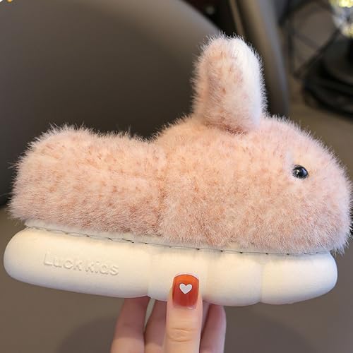 Kids Girls Boys Cute Bunny Slippers Soft Plush Fuzzy House Shoes Non-Slip Indoor Outdoor Full Wrapped Winter Slippers4