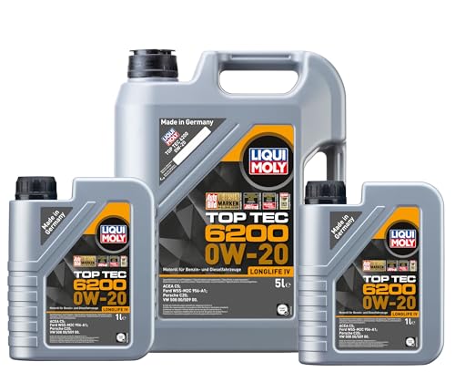 Image of WOL 0W20 Top Tec 6200 Synthetic Technology 20789 Engine Oil ACEA C5 Low Friction Car Oil (7L)