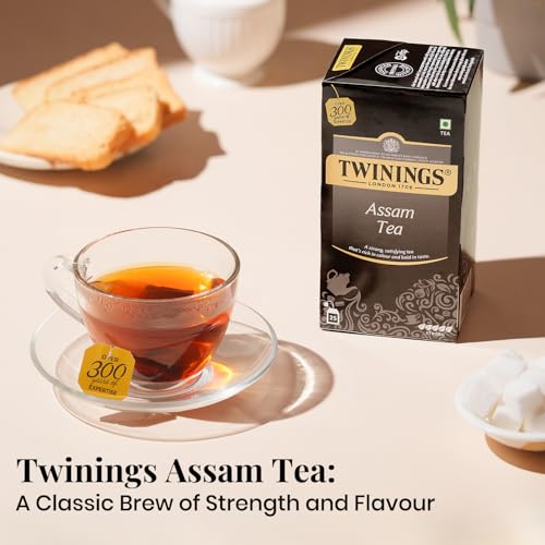 Image of Twinings Assam Tea, 25 Tea Bags, Pack of 1, Strong Strength, Full-bodied, Malty and Robust Flavour, Handpicked Leaves, Enjoy a Hot Cup of Premium Black Tea
