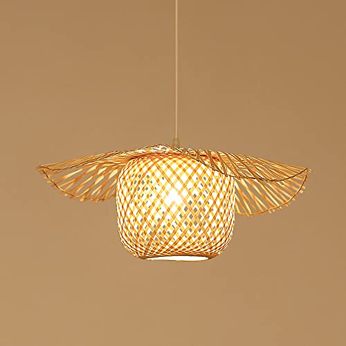 Lustre en rotin suspension bambou luminaire osier pour cuisine et salon