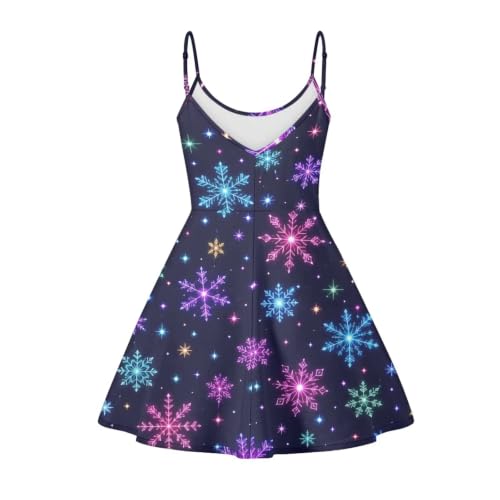 Image of Women's Spaghetti Strap Dress Summer Casual Swing Sundress Girls Beachwear Swing Mini Dress