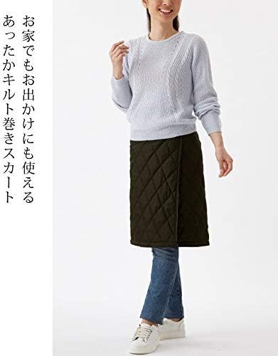 [セルヴァン] スカート あったか 巻きスカート 防寒 中綿キルトリバーシブル巻きスカート(ブラック)