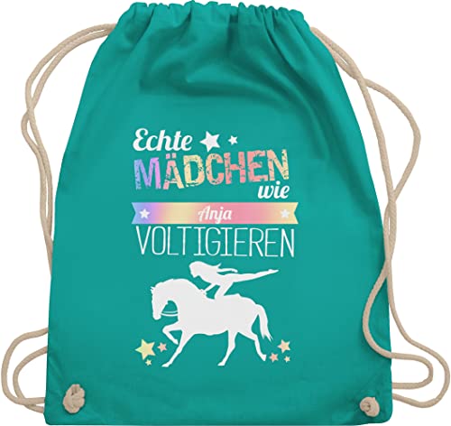 Turnbeutel Rucksack - Pferd Pferde - Echte M&auml;dchen voltigieren Namen - Unisize - T&uuml;rkis - reiten zubeh&ouml;r pferderucks&auml;cke pferden voltigier beutel voltigiertasche pferderucksack pferdemotiv