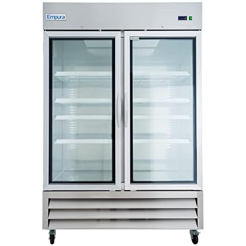 Empura 54" Reach-In Freezer with Two-Swing Glass Door | Merchandiser Frozen Display Refrigeration for Convinience Grocery Store | 43.9 Cu. Ft. | 53.9"W x 31.9"D x 82.3"H, Stainless Steel, 120v, NSF Cover
