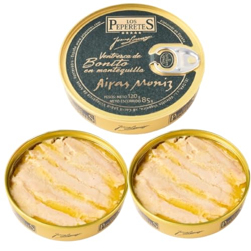 Los Peperetes - Ventresca Bonito Mantequilla - Mejor Conserva de Marisco del Mundo - Recomendadas por David Beckham - Pack 3 Latas 120g