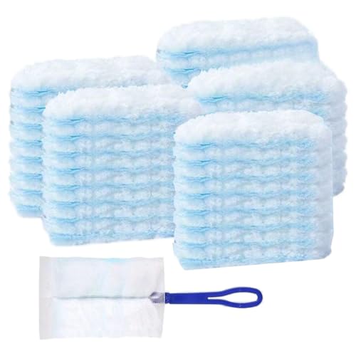 Gsrhzd Plumero Atrapapolvo, 50 Piezas Plumero Recambio, Atrapa Polvo con 1 Mango, Plumero Duster Kit, para Pelo de Animales, Polvo, Suciedad