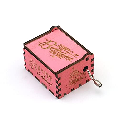 Image of Wooden Happy Birthday Music Box - Hand Crank Classic Antique Carved Wood Musical Boxes - Perfect Birthday Gift for Him /Her and Friends
