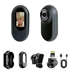 Frelisty Bodycam Körperkamera Mini mit 32GB Speicherkarte, 26g Tragbare Bodycam, Mini Action Cam, Vielseitig POV Kamera für Motorrad, Fahrrad, Outdoor(Schwarz)
