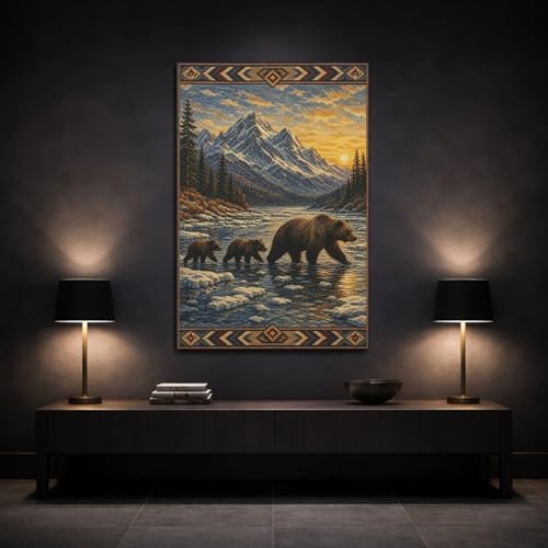 Tableau ours forêt impression sur toile grand format 80x120 cm - 3
