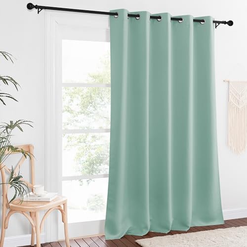 NICETOWN Blackout Curtain Drape for Bedroom - Light Reducing Thermal Insulated Solid Grommet Room Darkening Window Curtain 90 inches Long for Living Room (Aqua Blue, 1 Piece, W66 x L90)