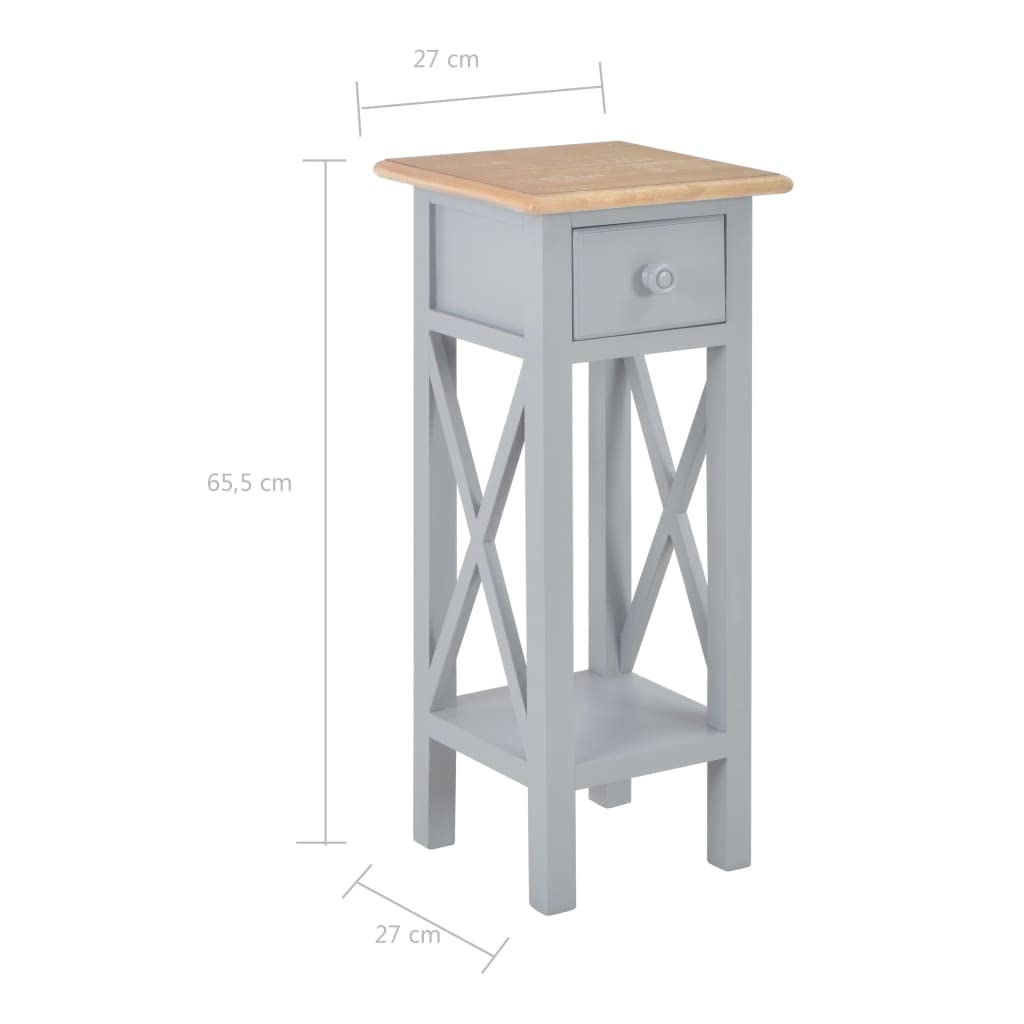 vidaXL Beistelltisch Grau 27 x 27 x 65,5 cm Holz