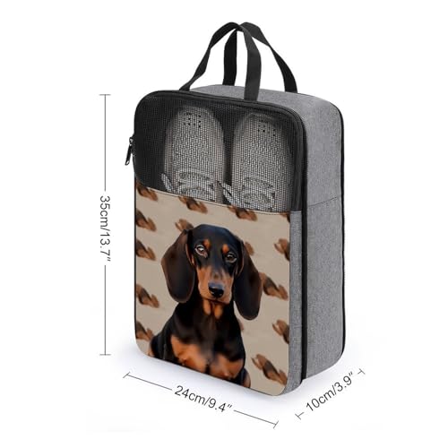 Bolsas de zapatos con estampado de perro salchicha para viajeros alegres 2