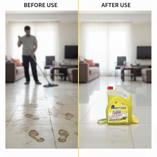 Image of Hommies Disinfectant Surface & Floor Cleaner Liquid, Lemongrass - 5 Litre | Kills 99.9% Germs | Multi-Surface Deep Cleaning for Tiles, Marble & Granite | Long-Lasting Herbal Fragrance