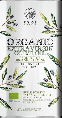 Enios 100% Greek Organic Extra Virgin Olive Oil 3L. Ultra-Low Aci...