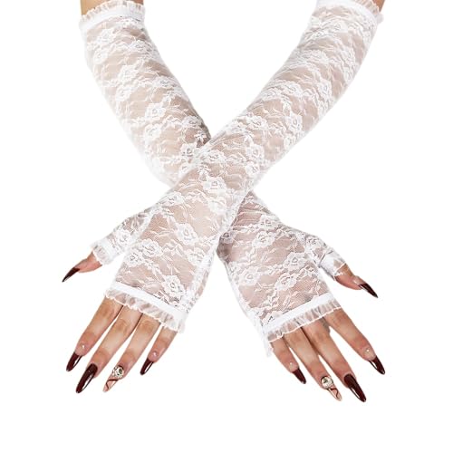 Womens Long Lace Gloves for Wedding Bridal Party Evening Cosplay Dress Gloves