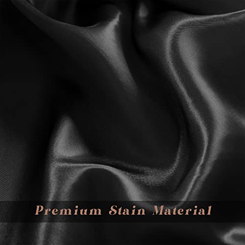 Fittmo 4 Pieces Satin Tablecloth Table Cover 58 X 102 Inch Bright Silk Rectangle Tablecloth Overlay Satin Tablecloth Smooth Fabric Table Decor For Wedding Banquet Table Decoration, Black #TOP4