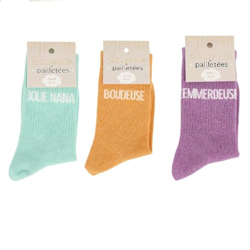 Calcetines con lentejuelas FELIZZ juego de 3 pares un regalo original para mujeres