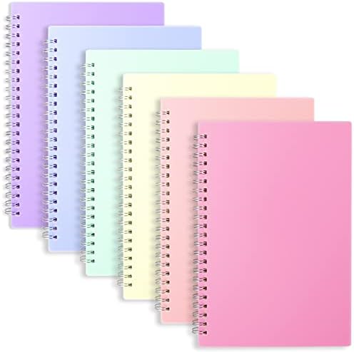 UNMOONY A5 Dotted Spiral Notebook, 6 Pack 120 Pages, Dot Grid Journal with 120 GSM Thick Dotted Bullet Paper, 6 Macaron Transparent Colors Hardcover, for Bullet Journaling 5.7"x 8.5"