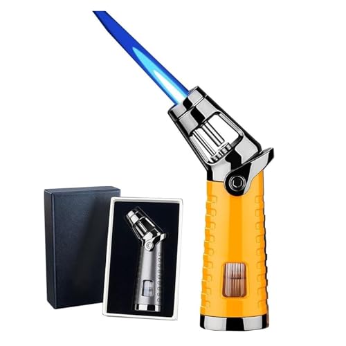 Encendedor metálico resistente al viento con llama azul y seguro miniatura 1