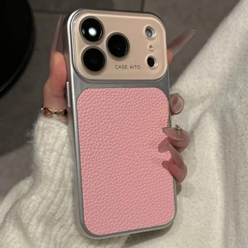 Étui antichoc iPhone 14 Pro en cuir rose pour éviter les bris
