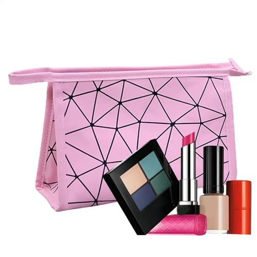 Qiwieod Neceser de cosméticos, pequeño neceser para bolso, neceser de viaje, neceser de maquillaje, pequeño neceser de aseo para mujer, bolsa de almacenamiento de cosméticos de piel sintética,