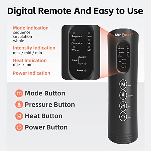 Image of SHINE WELL Leg Compression Massager, Leg Massager for Circulation and Pain Relief, Air Compression Foot and Calf Massager with Heat for Swelling, with 2 Extenders, Wellness Gift for Mom Dad Friend