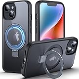 DASFOND Magnetic Designed for iPhone 14/13 Case [Compatible with Mag-Safe] [Invisible Ring Kickstand] Slim Translucent Matte Shockproof Anti-Fingerprint Cover Case for iPhone 14/13 6.1", Black - Image 1