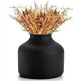 Goaste Metal Matte Flower Vase, Small Black Vases for Flower, 6.5 Inch Tall Iron Frosted Flower Arranging Vase for Table Centerpiece, Home, Shelf, Office, Garden Decor, Black
