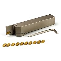 Vista 3 de OSCARBIDE Soporte de corte de separación de torno indexable de alta resistencia con 10 piezas de insertos de carburo GTN-4 (QC1404) QA16R-40