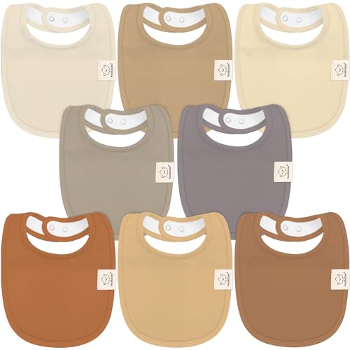 Image of 8-Pack Organic Baby Bibs for Boys, Girls - Soft Cotton Drooling and Teething Baby Bibs, Baby Girl Bibs, Baby Boy Bibs, Baby Drool Bibs for Baby Girl, Boy, Newborn Infant Bibs(Terracotta)