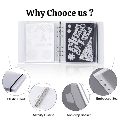 Image of UNIMEIX 12 Pcs Magnetic Sheets for Die Storage with 1 Binder Cover, 2 in 1 Storage Stamp and Die Storage Bags Die Cut Storage Supplies(0.8 mm Thickness,Translucent