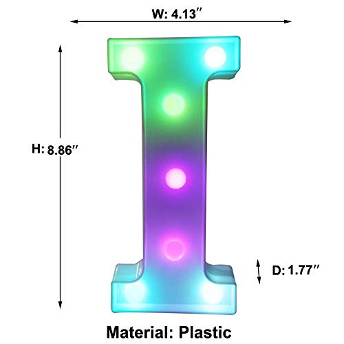 Image of Pooqla Colorful LED Marquee Letter Lights with Remote - Light Up Marquee Signs - Party Bar Letters with Lights Decorations for The Home - Multicolor I