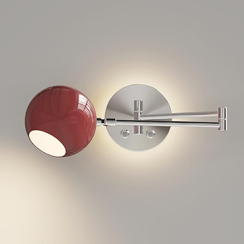 Cream Style Wall Sconces Lighting, Modern Swing Arm Wall Lamp, Angle Adjustable Wall Light Fixtures, Folding Telescopic Arm Wall Mount Lamp for Bedroom Bedside Living Room Hallway