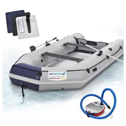 ArtSport Schlauchboot 3,80 m für 6 Personen mit 2 Sitzbänke & Aluboden — Paddelboot mit Paddel, Pumpe, Tasche & Reparaturset — Angelboot aufblasbar