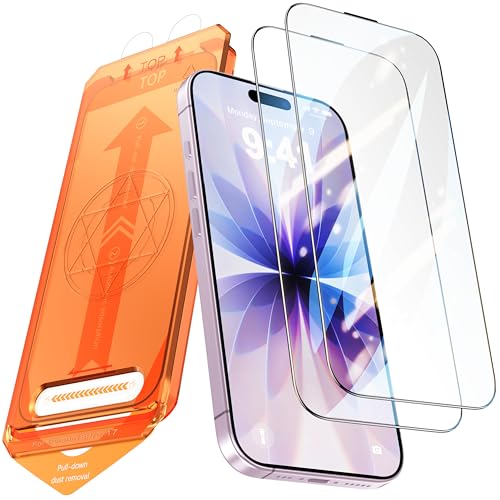 Image of 2 Pack for iPhone 16 Pro /iPhone 17 Screen Protector, [9H Hardness] Tempered-Glass Screen Protector with Auto-Alignment Kit, HD Clear, Scratch Resistant
