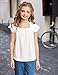 Arshiner T Shirts for Girls Girls Summer Tops Short Sleeve Shirts Square Neck Tshirts Pleated Blouses Dressy Casual Clothes Fashion Tunics 2025 White 7-8 Years