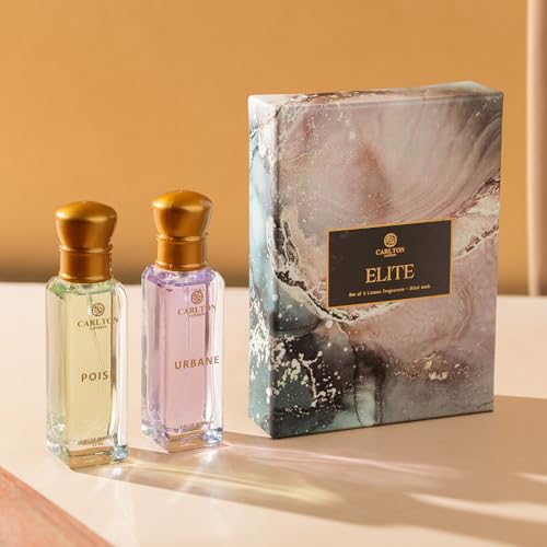 Image of Carlton London Elite Unisex Perfume Gift Set | Luxury and Premium Long Lasting Fragrances with Fruity, Musky, Citrusy & Smoky Scent | For Men & Women Eau de Parfum | 2X20 ML