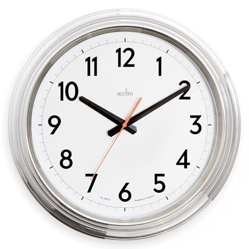 Acctim Clayton Large Chrome Effect Quartz Wall Clock 40cm